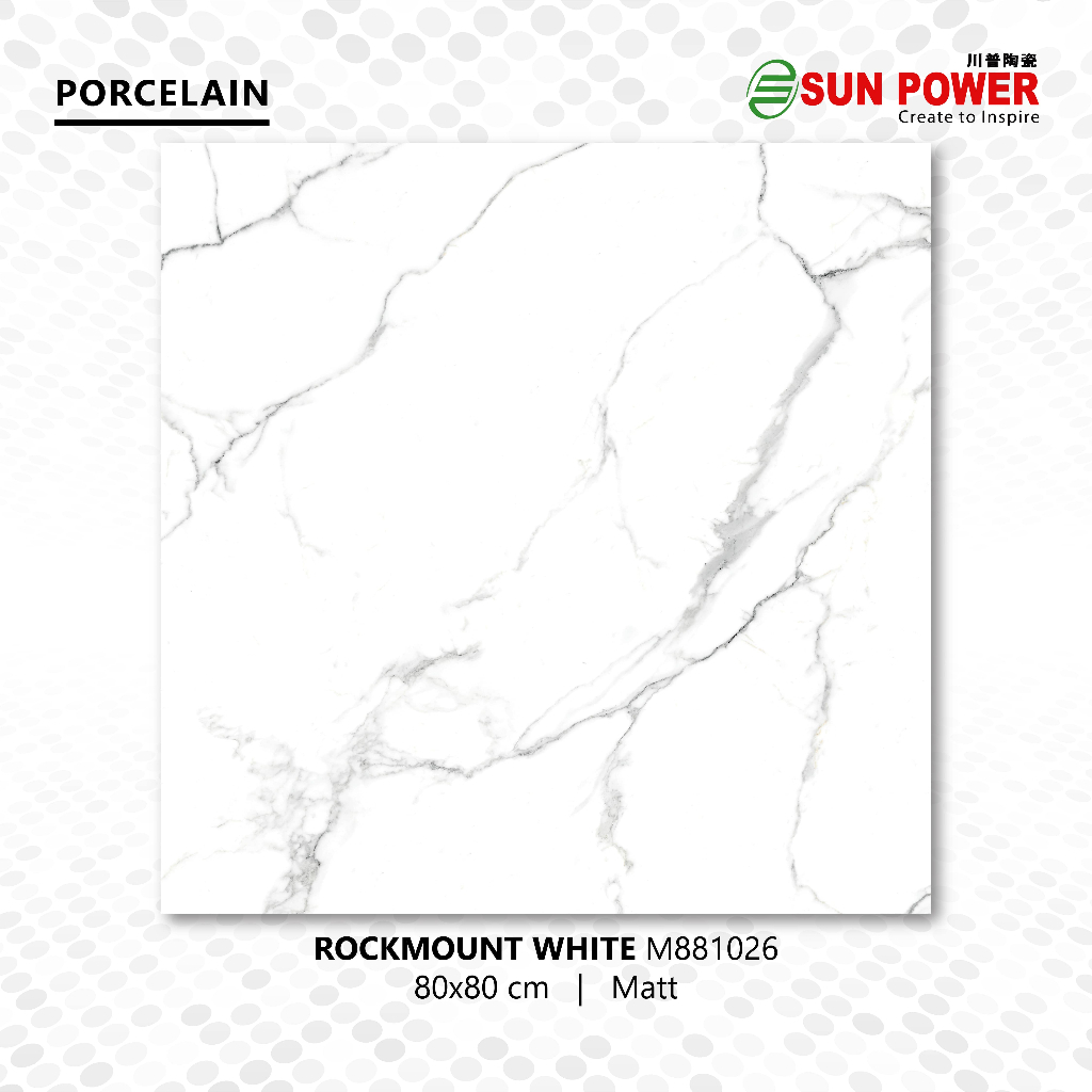 Granit Lantai Matt 80x80 - Rockmount White | Sun Power