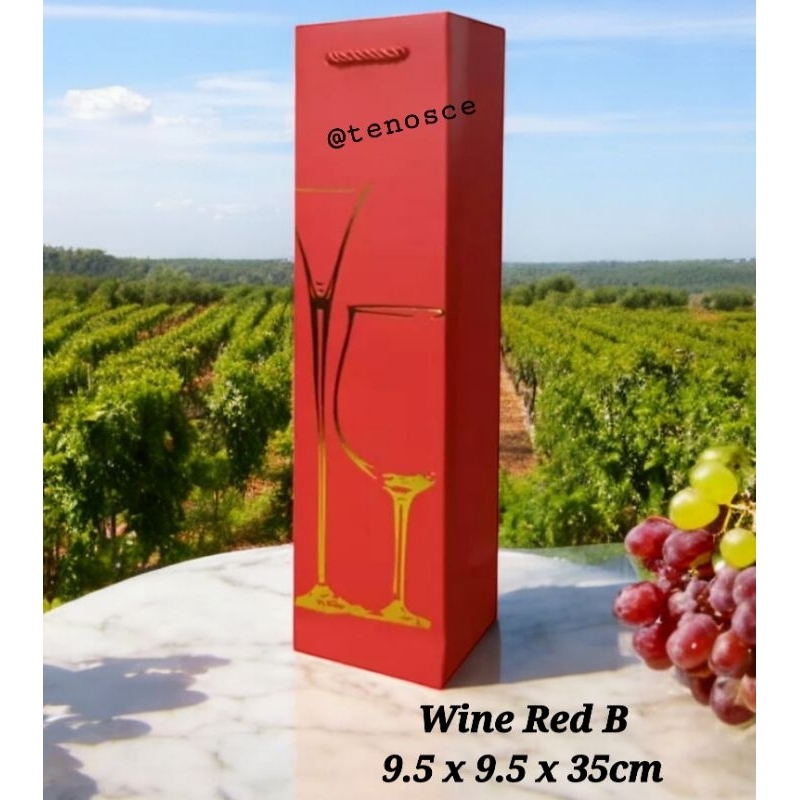 

6pcs Tas Jinjing Wine Anggur Paper Bag Imlek Hampers Hantaran