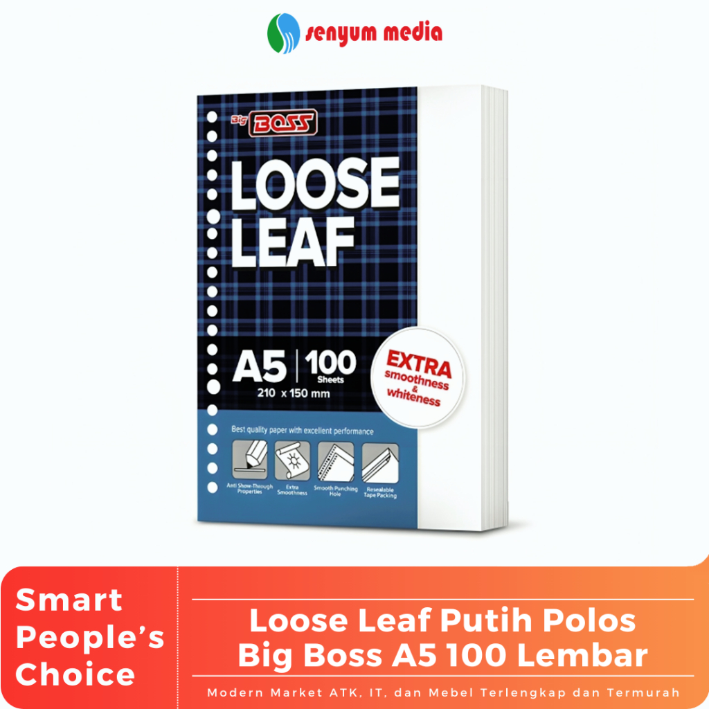 

Loose Leaf Putih Polos Big Boss A5 100 Lembar (1 Pcs Isi 100 Lembar) (S:PCS)