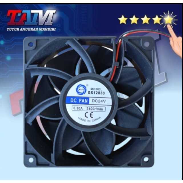 HIGH SPEED KIPAS FAN PANEL 24v DC 12x12 12cm GX1238 0.30A 3400rpm