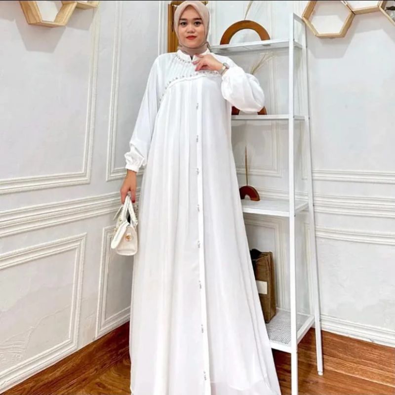 gamisClara Dress Crinkle Airflow Premium Gamis Kombinasi Payet Mutiara Crinkle Terbaru payet