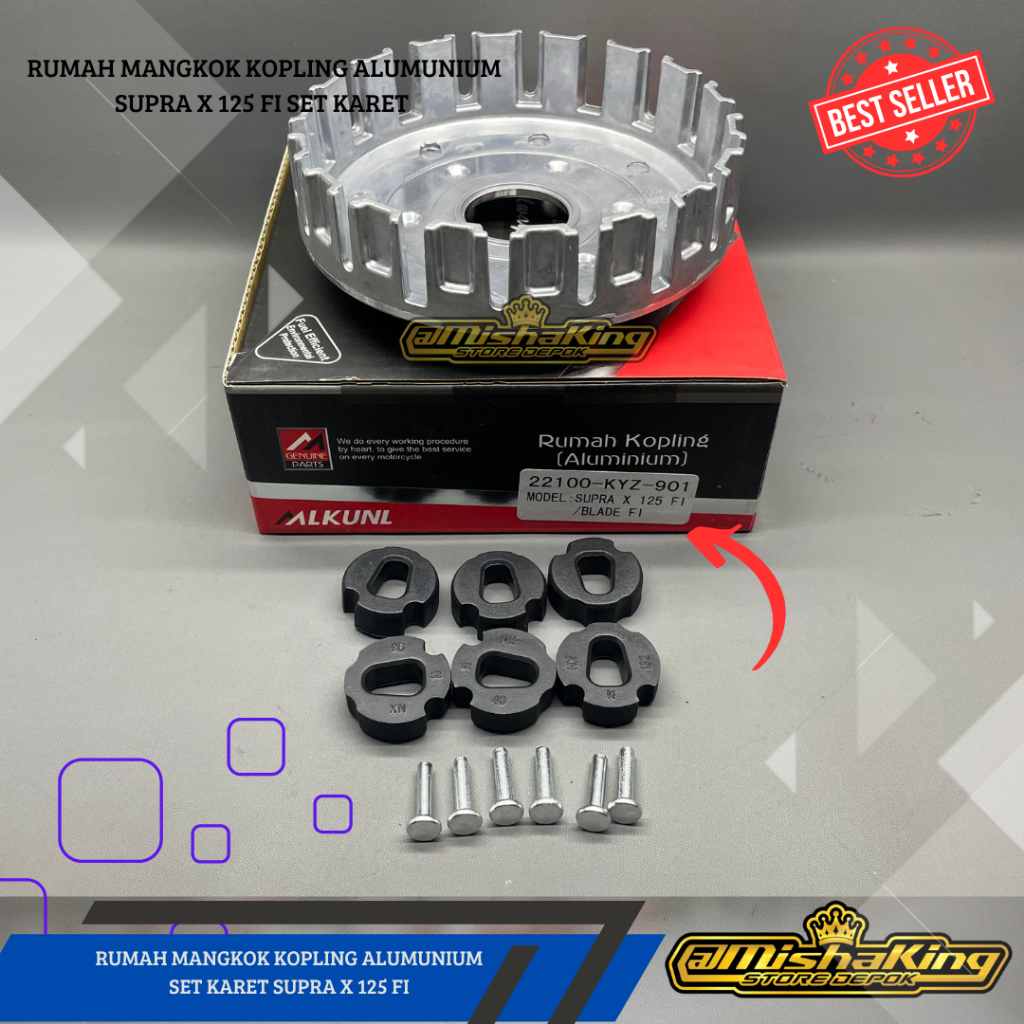 RUMAH MANGKOK KOPLING ALUMUNIUM SET KARET SUPRA X 125 FI /BLADE FI MLKUNL