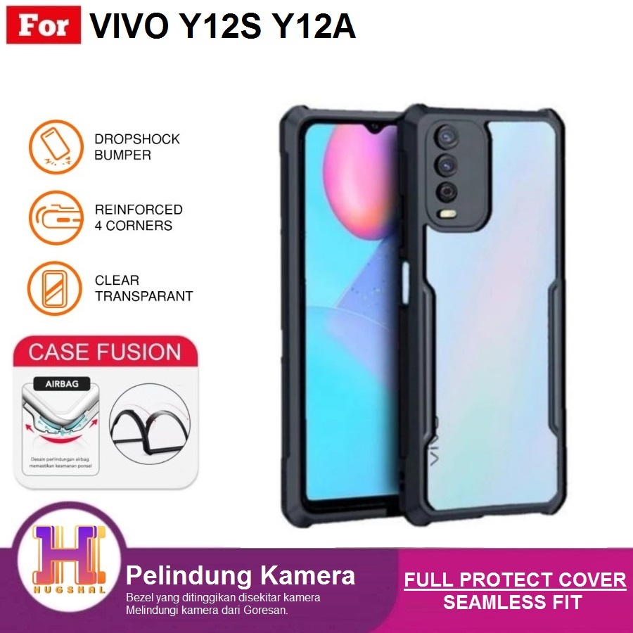 Case Vivo Y12S Y12A Case Fusion Shockproof Armor Transparant