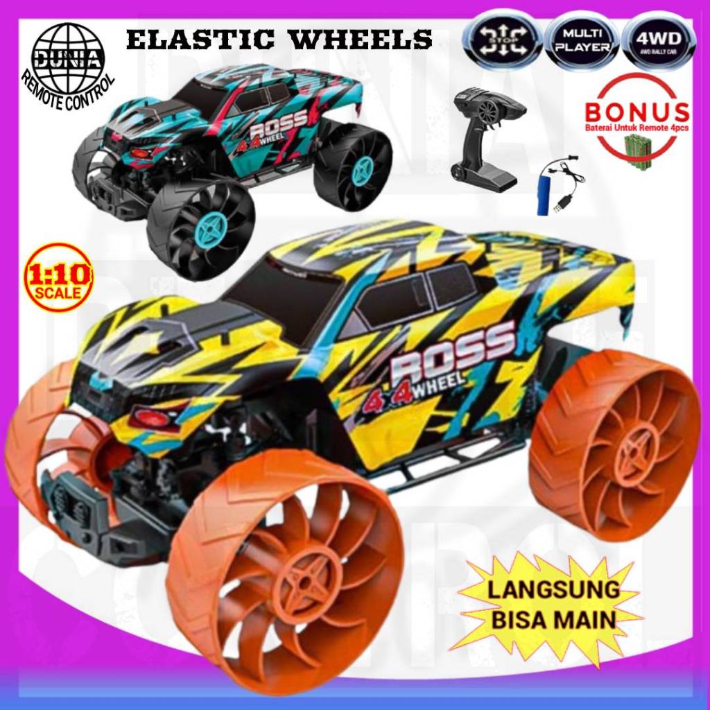 DUNIA REMOTE CONTROL RC ELASTIC WHEELS OFFROAD 4X4 4WD MOBIL MAINAN ANAK REMOT KONTROL BONUS BATERAI