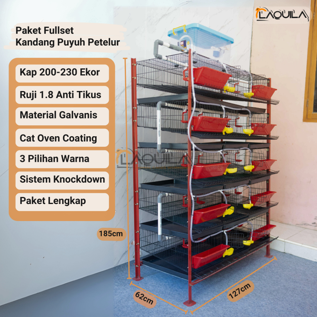 LAQUILA Kandang Galvanis Paket Kandang Galvanis Puyuh Petelur 200-230 Ekor Fullset Modern Galvanis P