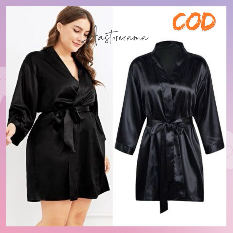 TRAFA Baju Tidur Sexy Kimono Set Satin Sutra Piyama Wanita