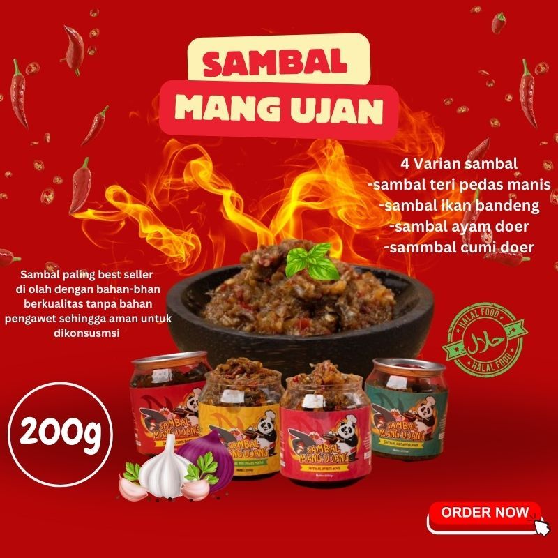 

SAMBAL MANG UJANG ,SAMBAL SIAP SANTAP TANPA BAHAN PENGAWET(200g)