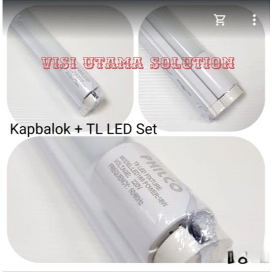 Kap Lampu TL LED + Lampu set PHILED 9 watt 18 watt