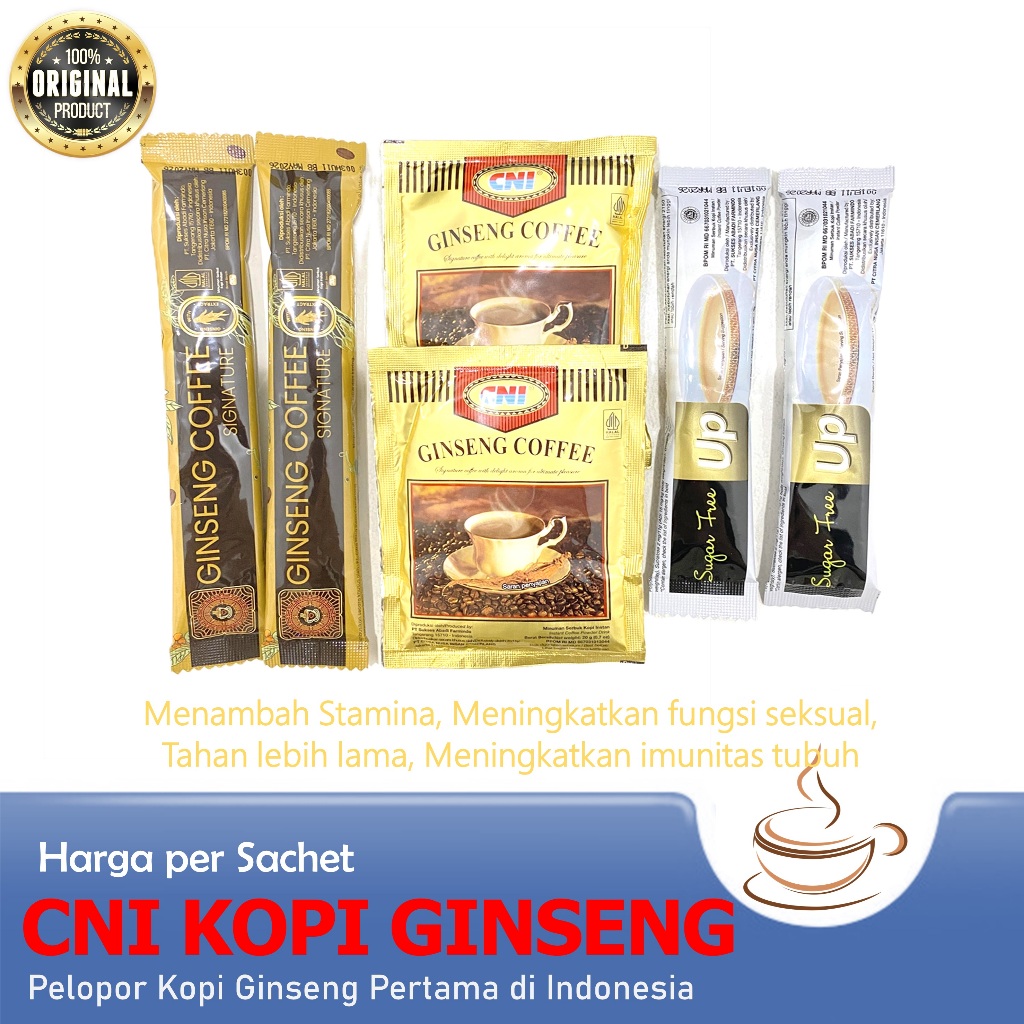 

CNI Kopi Ginseng Original Sachet - Signature Coffee Up Sugar Free Kemasan Ecer - Harga Per Pcs