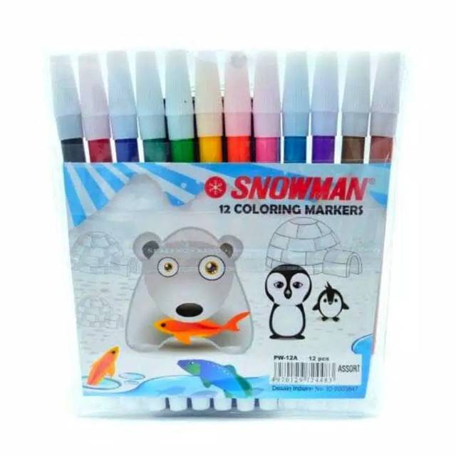 

Spidol Snowman 12 Coloring Markers Set 12 Warna