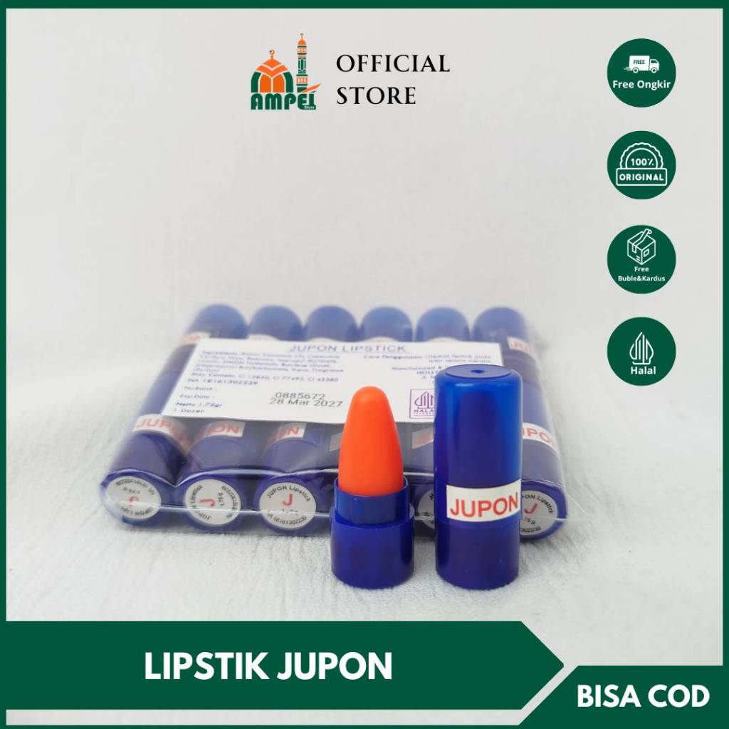 1 LUSIN Lipstik Jupon Mini Hasil Warna Merah Asli Dari Malang BPOM Halal Dipakai Untuk Melembabkan B