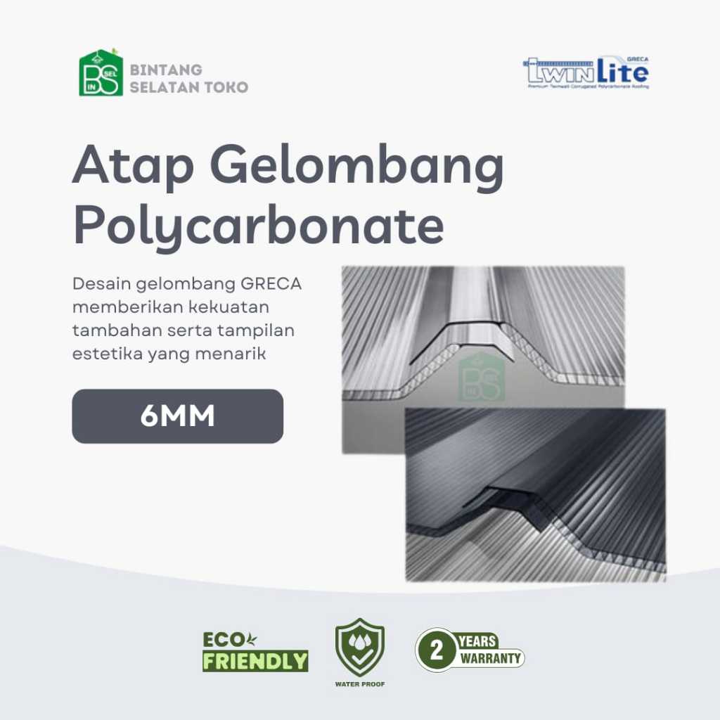 Atap Gelombang Polycarbonate TWINLITE GRECA 6mm