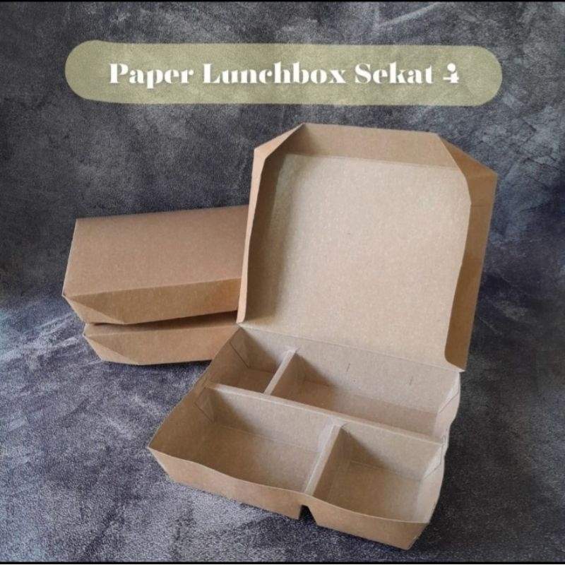 

Paper lunchbox sekat 4 laminasi 10pcs/Paper kraft lunchbox sekat 4 laminasi 10pcs