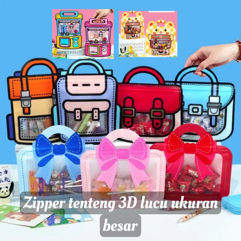 

PLASTIK GODDIE BAG ZIPPER 3D MODEL TAS RANSEL /KEMASAN HADIAH LUCU ZP-68