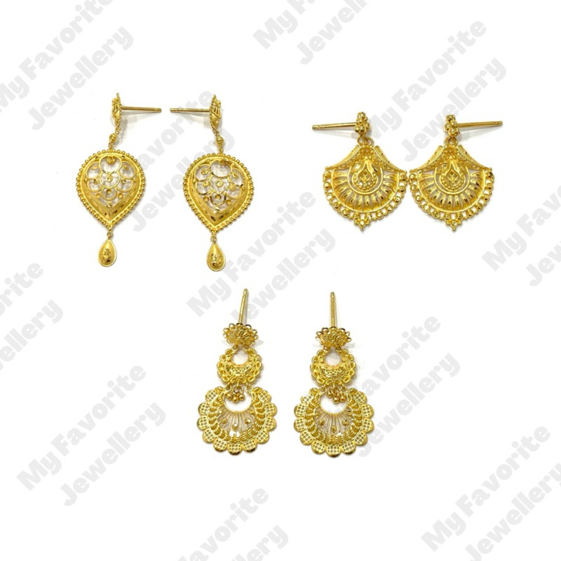Anting Tusuk Giwang Kerawang Banyak Model EMAS ASLI Kadar 700 16K