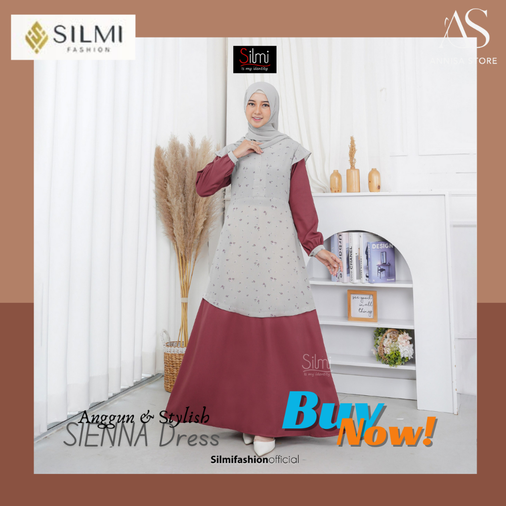 BAJU CANTIK REMAJA GAMIS KATUN DAILY OUTFIT SILMI SIENNA DRESS CARMIN / BAJU GAMIS CASUAL WANITA REM
