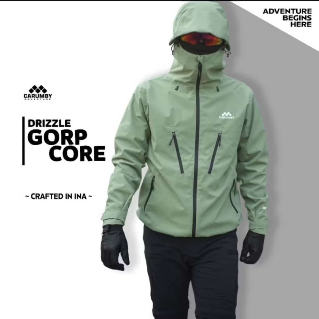 Jaket Gunung Gorpcore Carumby Drizzle Waterproof Limited Edition Jaket Carumby Warna Olive Green new