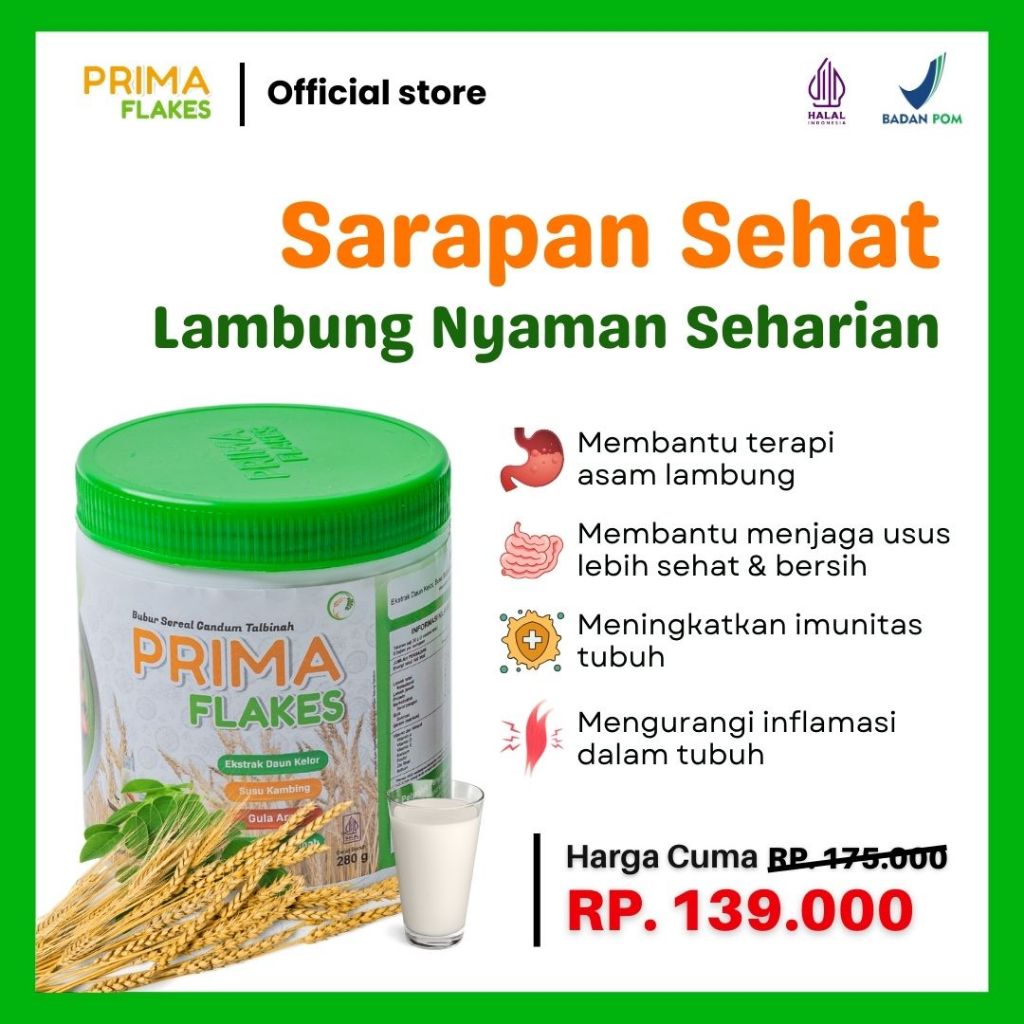 

Primaflakes Makanan Sehat Herbal Alami Untuk Asam Lambung Gerd Maag Halal Original