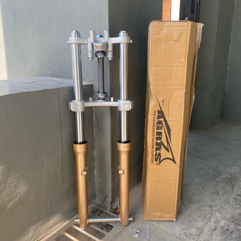 SHOCK SKOK SOK DEPAN NINJA RR FULLSET PNP HONDA MERK AGRAS NINJA RR AS KROM BUTTOM GOLD BY AGRAS PNP