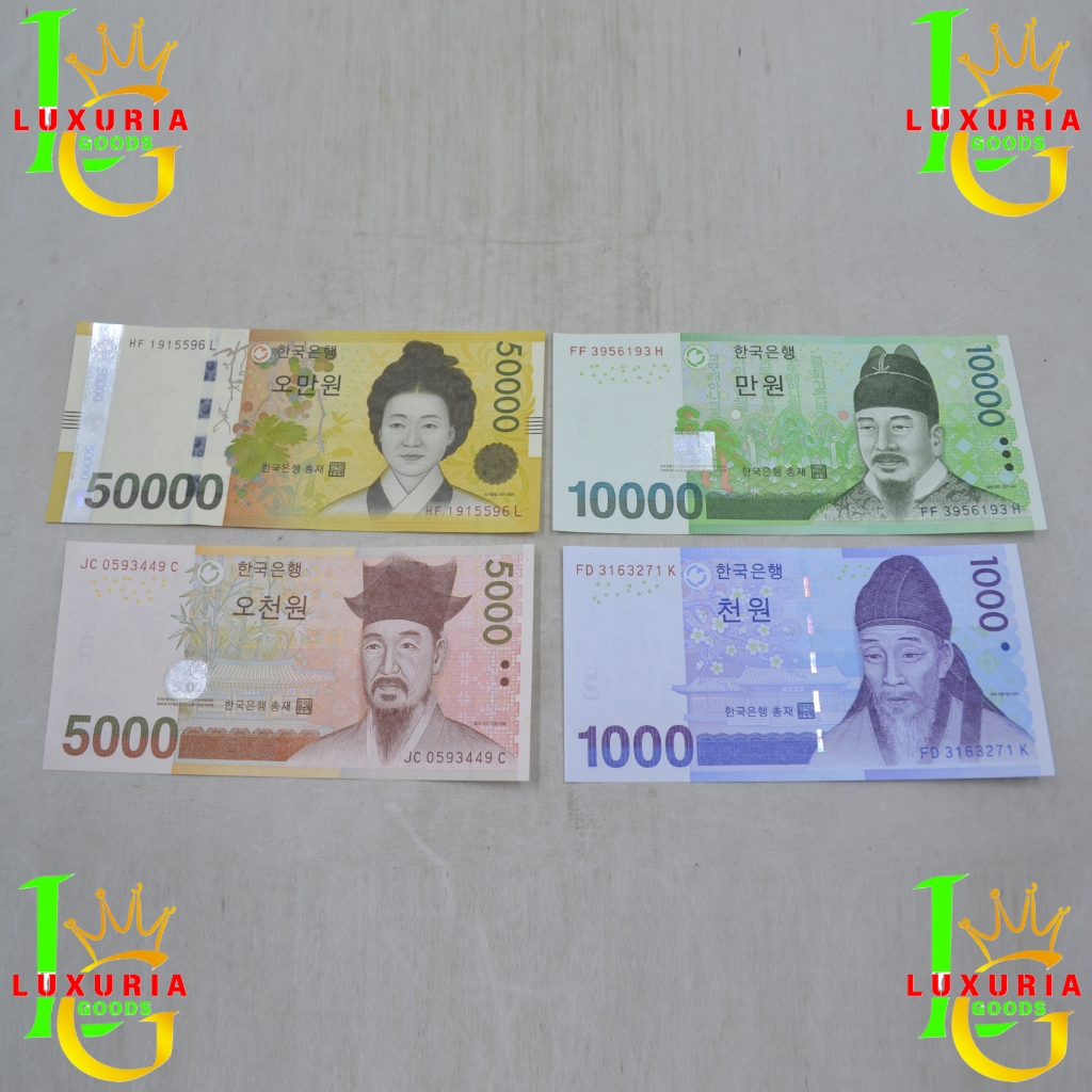 PAKET KOLEKSI FULL SET LENGKAP UANG REAL KOREA WON, 4 lembar - UNC