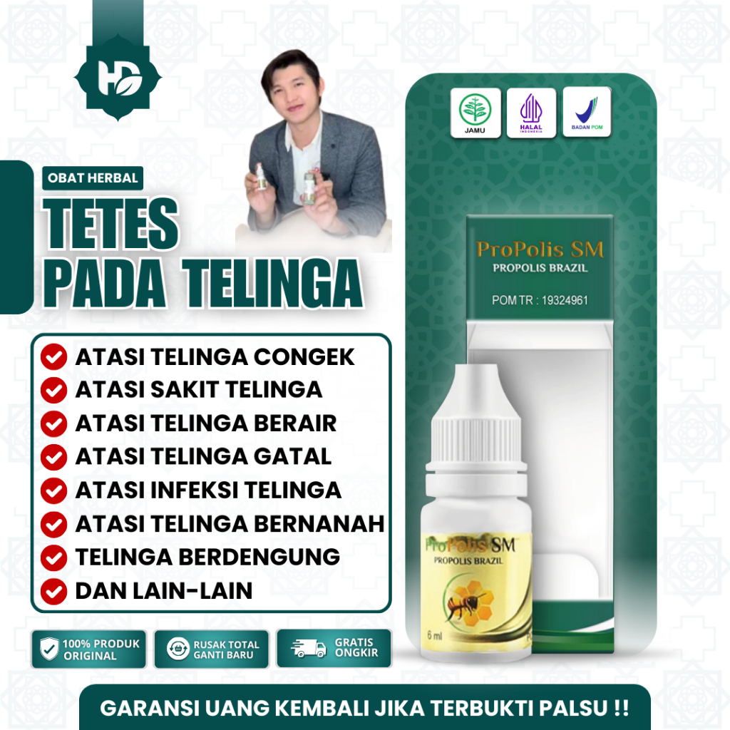 Propolis SM - Obat Tetes Telinga Congek, Obat Telinga Berair, Obat Telinga Berdengung, Obat Telinga 