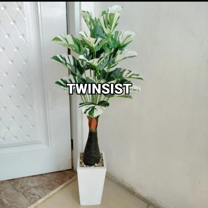 Tanaman Hias Plastik Pohon Monstera Bonggol Artificial Palsu Dekorasi Hiasan Rumah Cafe Aesthetic