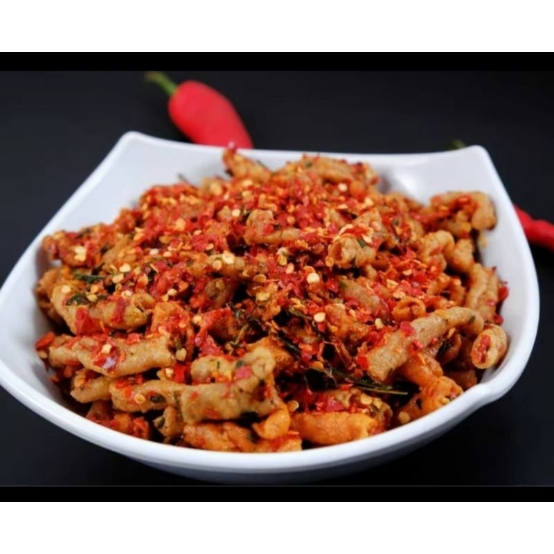 

usus ayam crispy pedas daun jeruk isi 1kg / wish snack.id
