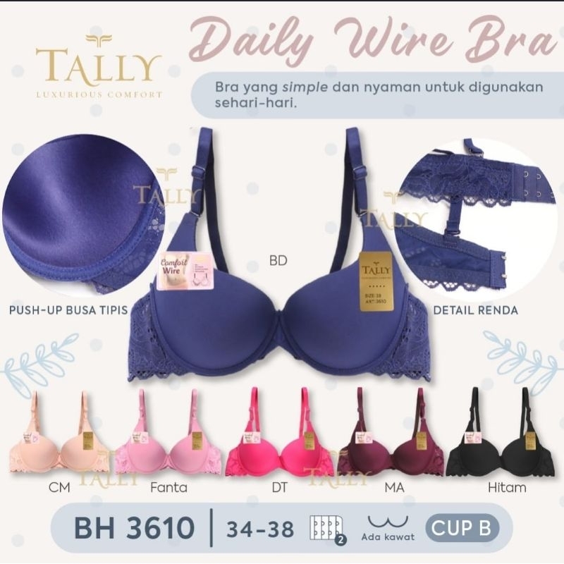 TALLY BRA BH 3610 BH 7316 | PUSH UP BUSA SEDANG KAWAT | CUP A-B SIZE 34-38 DAILY WIRE BRA