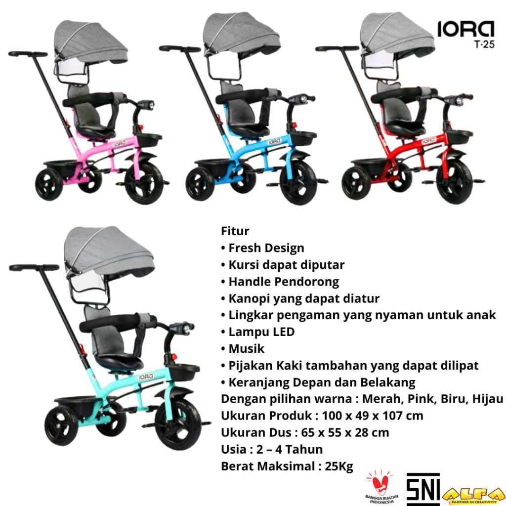 Toko Mainan ALFA Tricycle/Sepeda Roda Tiga IORA T25