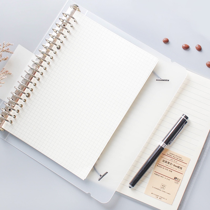 

A5 20 Ring Binder Transparan Aesthetic Sampul Loose Leaf Binder Paper A5 Notebook Refill Kertas