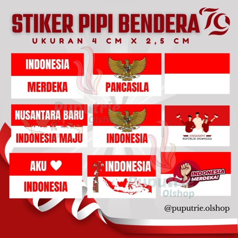 

Stiker Pipi Bendera Kemerdekaan Indonesia Stiker glossy bontak tinggal tempel