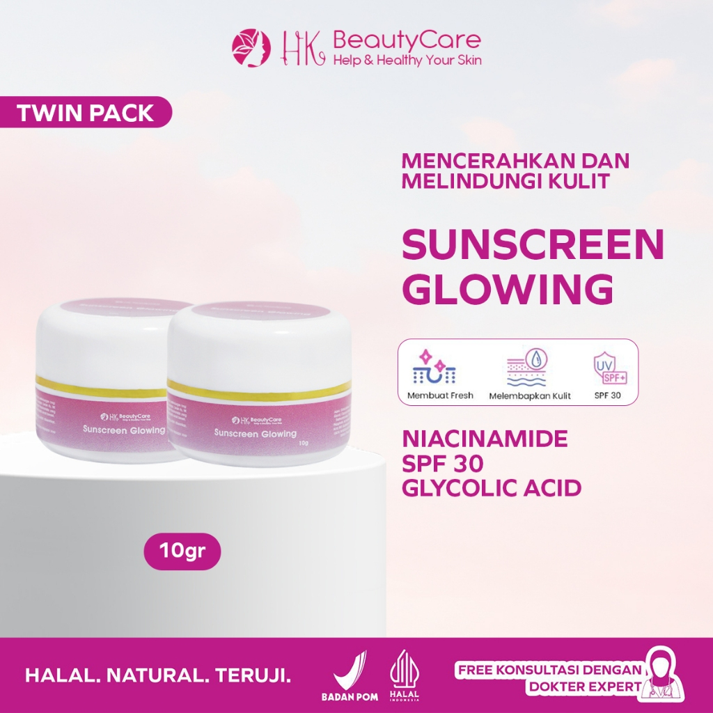 Hk Beautycare Twin Pack Sunscreen Glowing for Normal Skin 2 x 10gr - Skincare Pencerah Kulit Wajah