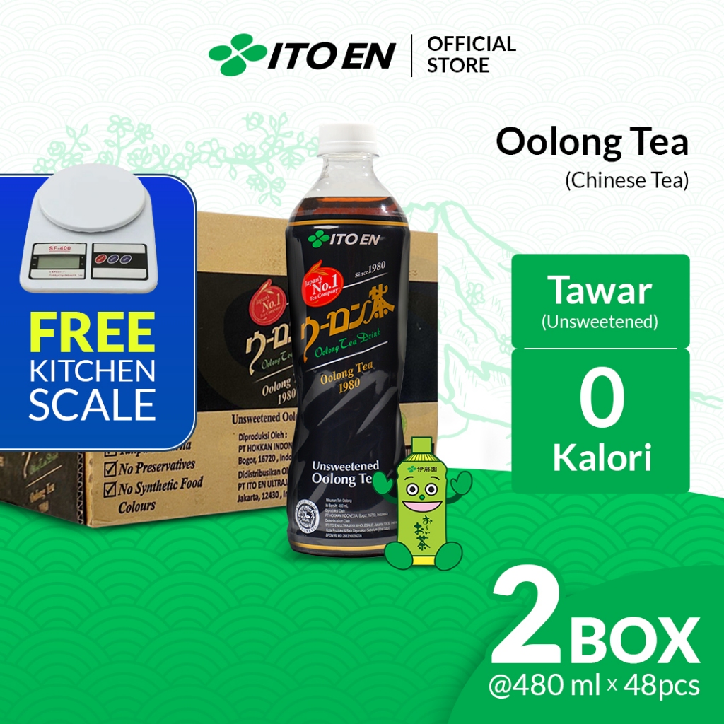 

2 Box ITO EN Oolong Tea No Sugar 480ml isi 48 pcs Free Kitchen Scale