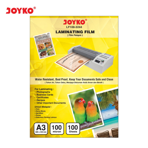 

Laminating Film Plastik Laminating Joyko LF100-3244 A3 100 Sheets