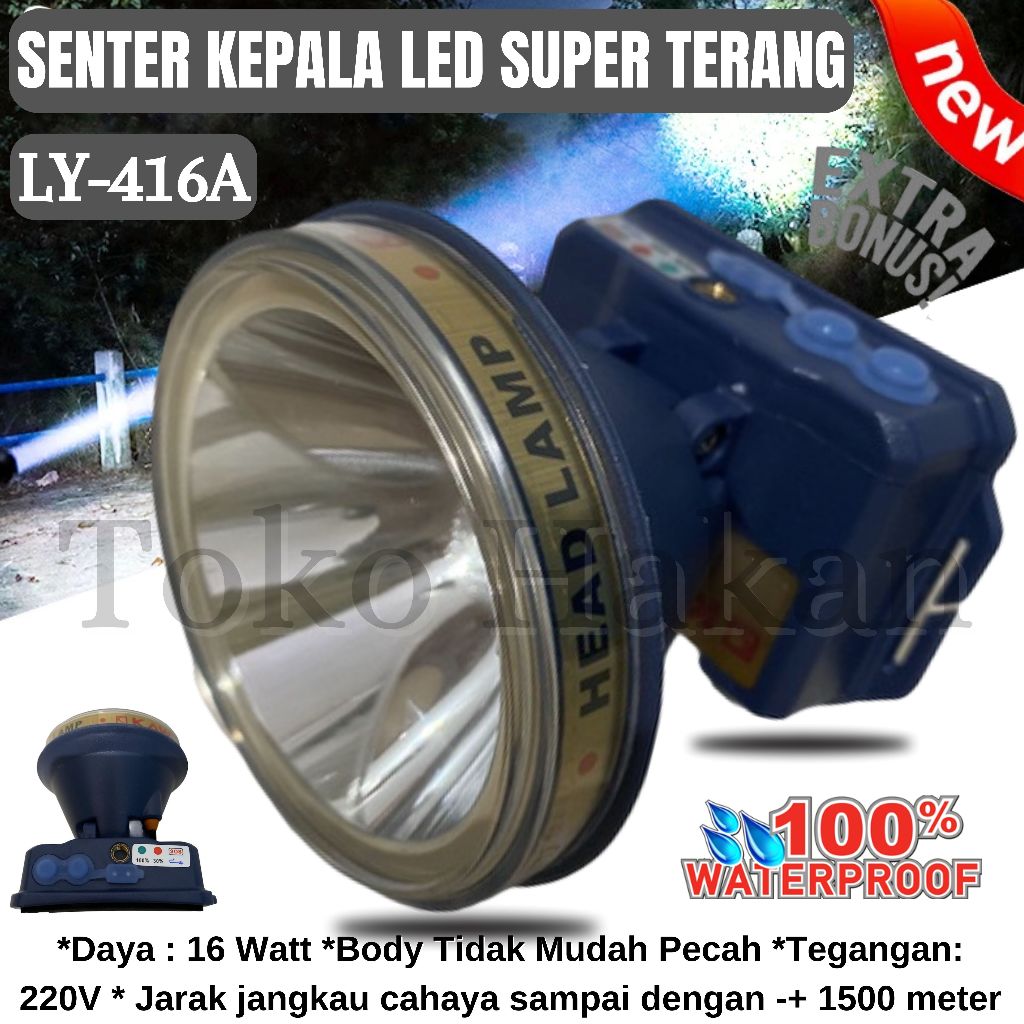 Senter Kepala Kawachi LY-416A Senter Kepala Tahan Hingga 17 Jam / Headlamp Super Terang / Senter Kep