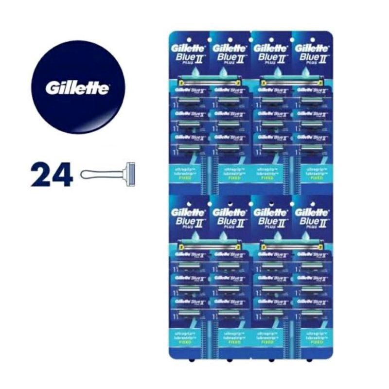Gillette Blue ll Original, Cukur Jenggot Biru Mata 2 / 1 Renteng isi (24pcs)