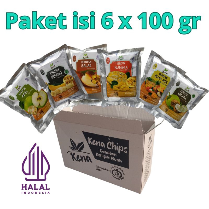 

Keripik Buah paket hemat isi 6 Kena chips camilan sehat oleh oleh khas malang