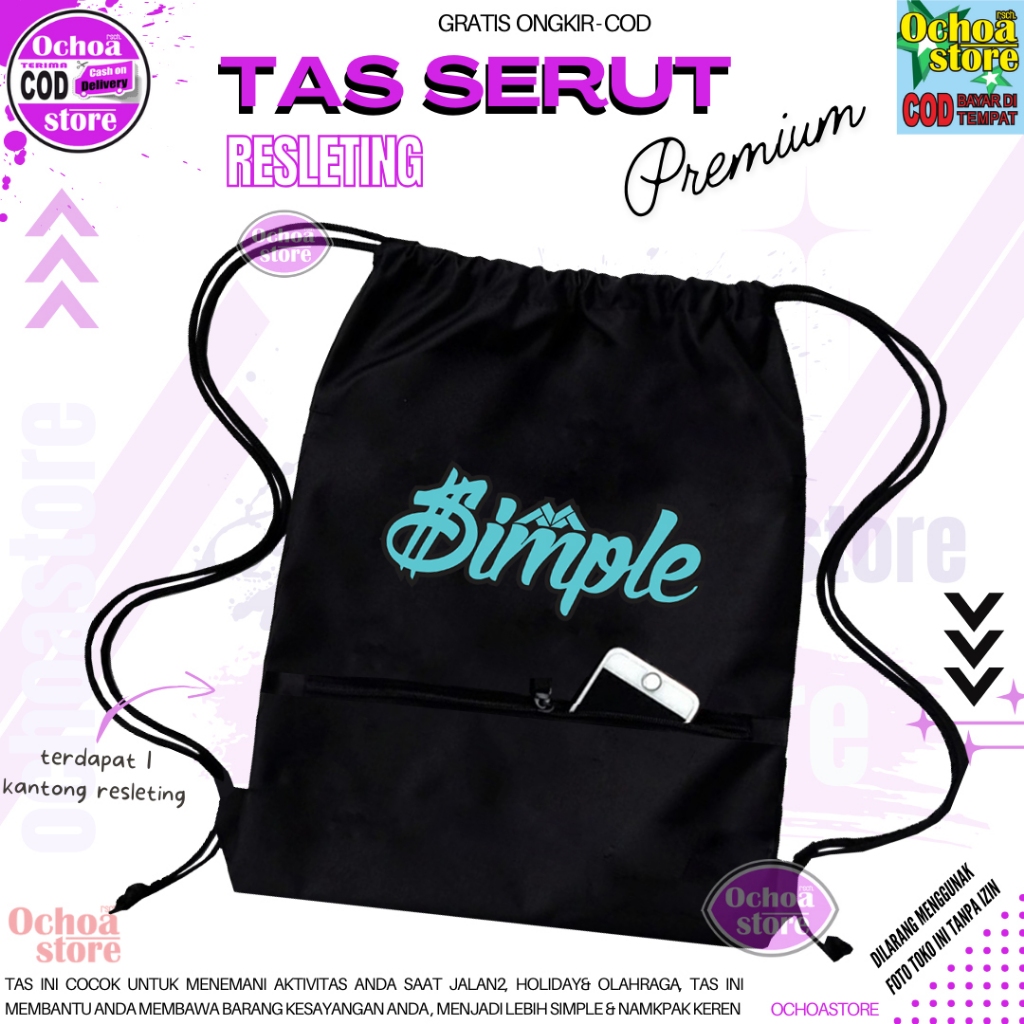 TAS SERUT SEKOLAH SD SMP SMA SMK DRAWSTRING PRIA WANITA OLAHRAGA SEPAK BOLA tas karung sackbag pria 