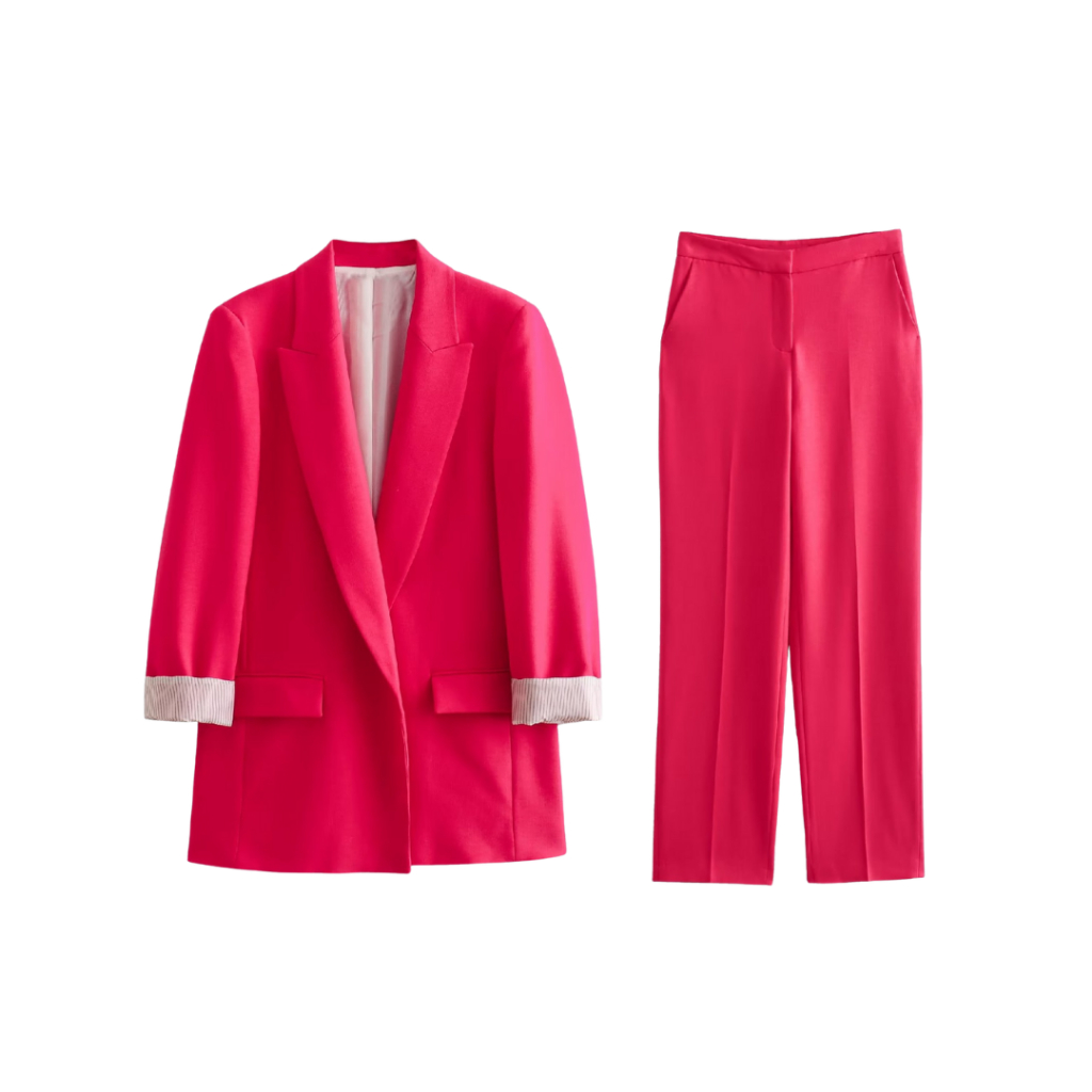 Setelan Blazer Wanita Polos Warna Rose Pink Fuschia Korean Basic Blazer