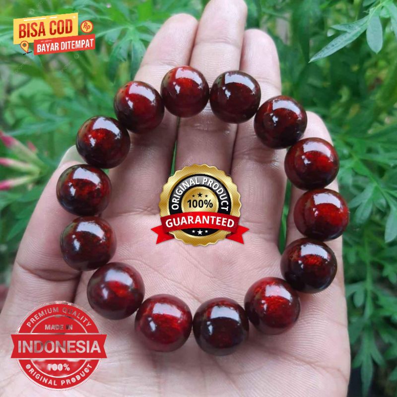 GELANG YUSER  KESEHATAN AKAR BAHAR TALI ARUS ASLI MERAH DELIMA 14 MM ORIGINAL