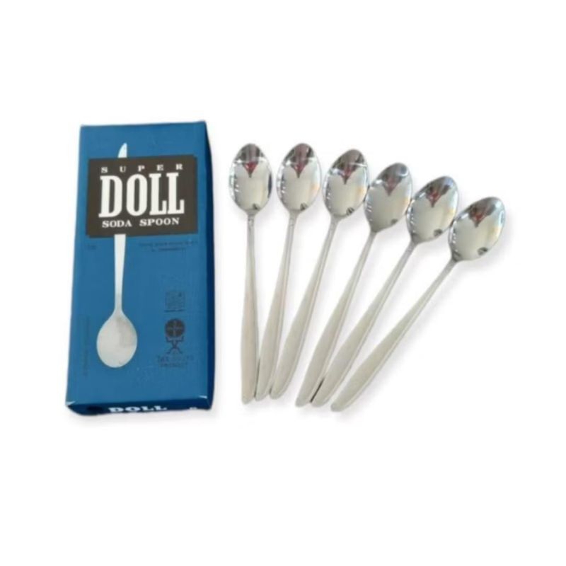 Super Doll Sendok Teh Panjang / Long Tea Spoon Stainless Steel (harga 1 dus isi 6 pcs)