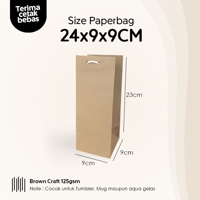 

(Tumbler) Paper Bag Kado Mug 24x9x9 CM , Papper Bag Coklat Packing Souvenir Panjang, Paperbag Polos Warna Coklat Murah