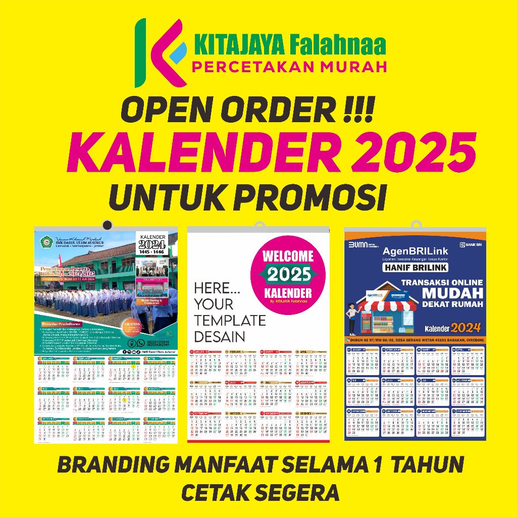 

(No Minim Order) Kalender Poster 2025 | Kalender 1 Lembar