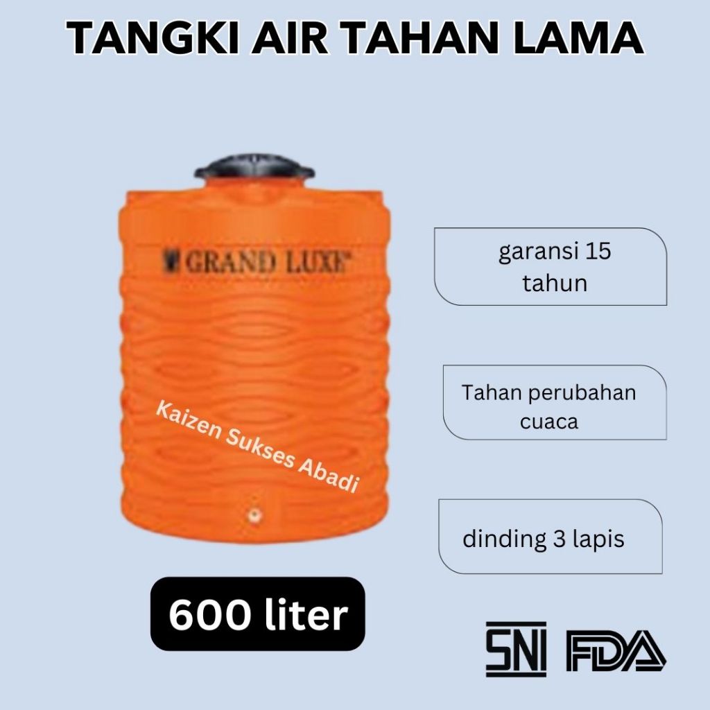tandon tangki toren air plastik merek grand luxe 600 650  500 550 liter kualitas penguin profil tank