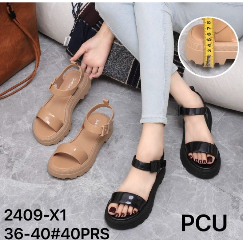 2409  - X1 Sandal jelly balance tinggi import wedges sandal gunung tali 2 balance Premium