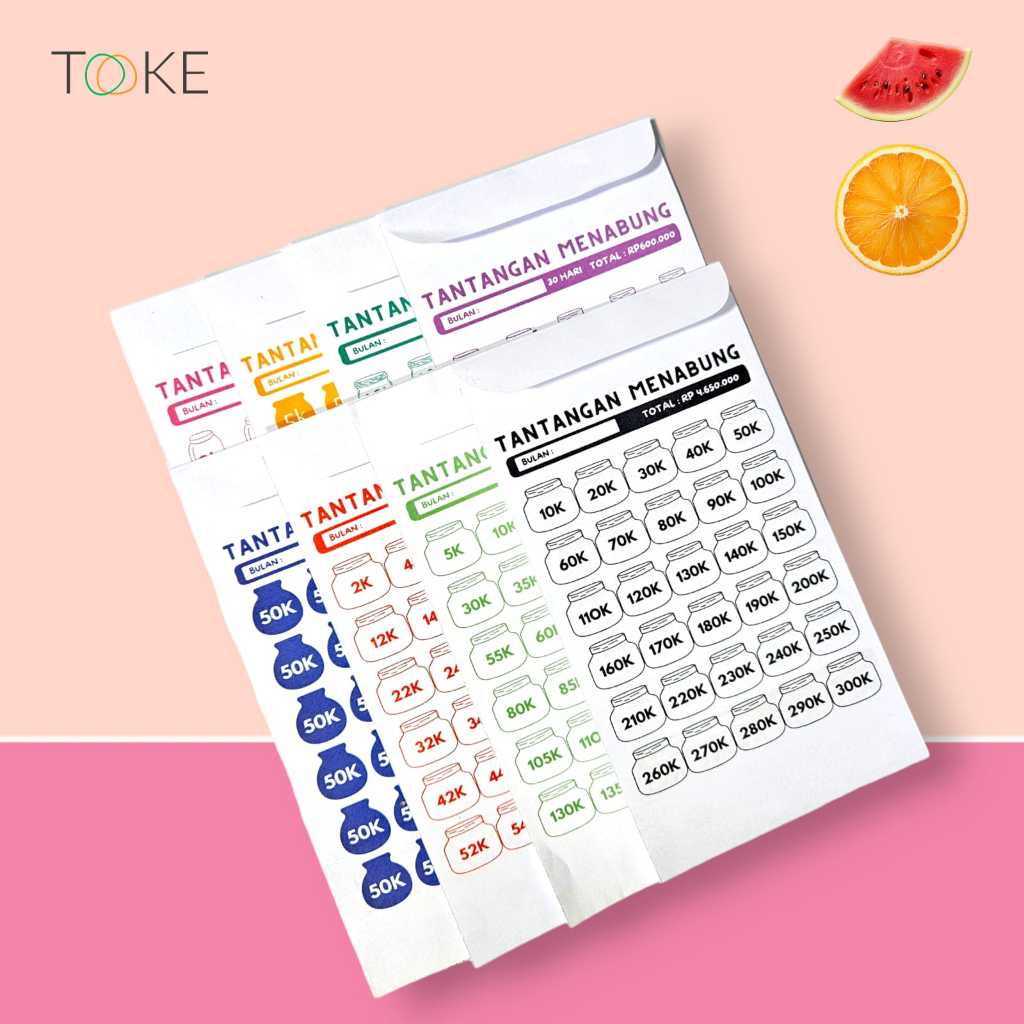 

Amplop saving challenge 30 hari ukuran 11 X 18 CM by. TOOKE