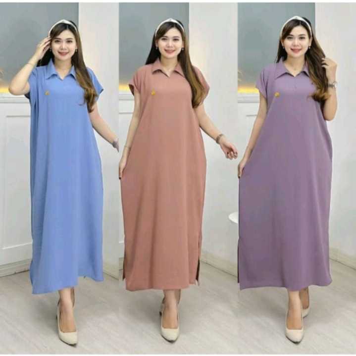 khumaira Daster Paket 3pcs 100rb Daster khumaira Bahan Cringkle Airflow LD 120 cm Kerah daun