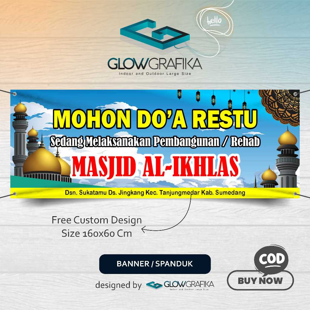Cetak Spanduk Banner Mohon Doa Restu Pembangunan Masjid