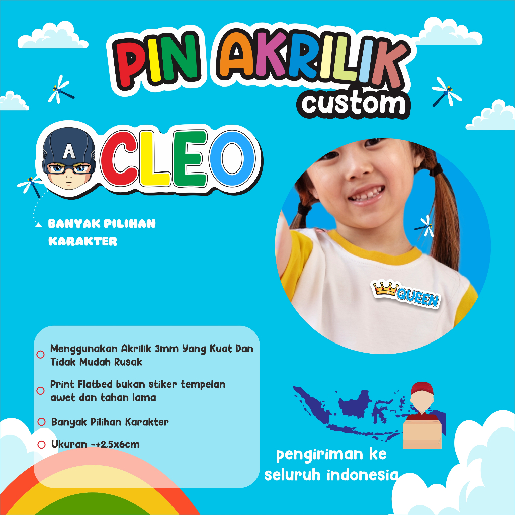 PIN AKRILIK PENITI // pin akrilik custom // pin nama akrilik // pin peniti