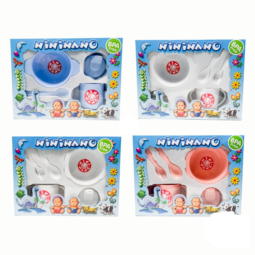 Nininano Feeding Set - Peralatan Makan Bayi / Kado Bayi Kemasan BOX